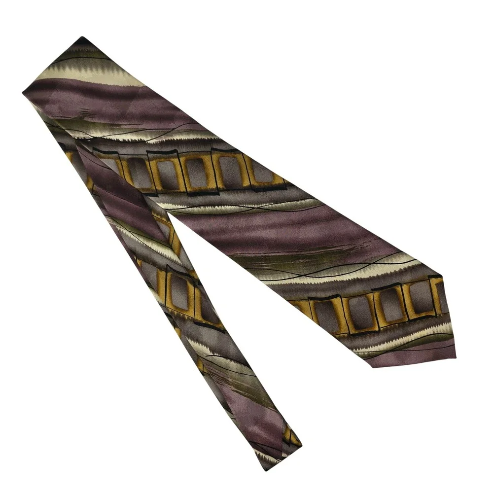 J.‎ Garcia Man with Green Turtleneck Tie Purple Green Silk Limited Edition Y2K